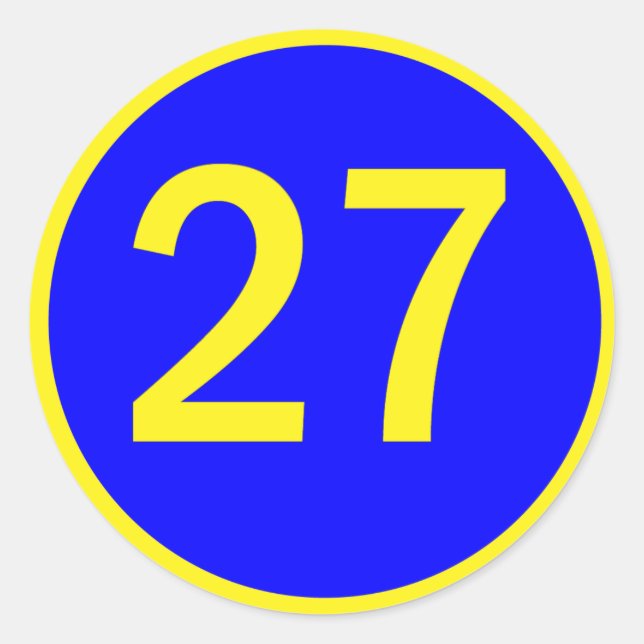 number 27 in a circle classic round sticker (Front)