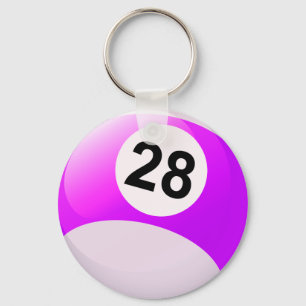 Number 28 Billiards Ball Key Ring