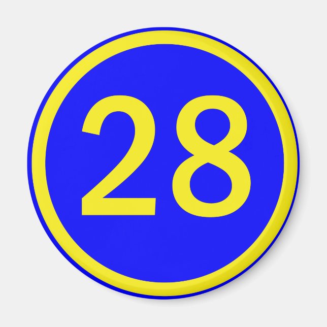 number 28 in a circle magnet (Front)