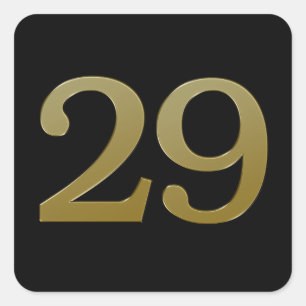 Number 29 Gold Square Sticker