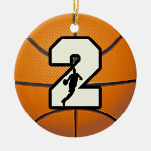 Number 2 Basketball Ceramic Tree Decoration