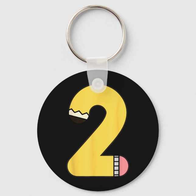 Number 2 Pencil Back to School 2nd Birthday Second Key Ring (Front)