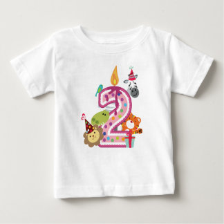 number 2 second birthday t-shirt for kids in pink