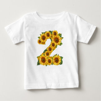 Number 2 Sunflowers Theme 2 Year Old Little Girls Baby T-Shirt