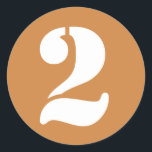 Number 2 Two Peru Gold Stencil Numbers by Janz Classic Round Sticker<br><div class="desc">Artistic Numbers by Janz © 2008-2020 Jan Fitzgerald. All rights reserved. Graphic Design,  Artwork,  and Photography by Jan and Michael Fitzgerald.</div>