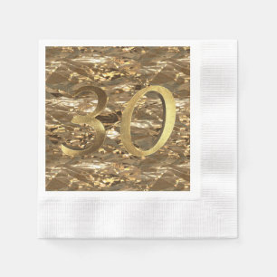 Number 30 30th Birthday Wedding Anniversary Gold Napkin