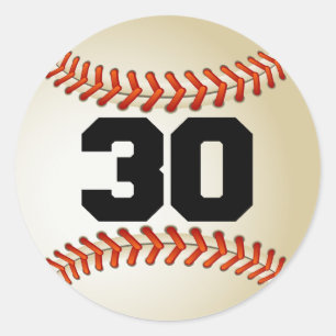 Number 30 Baseball Classic Round Sticker