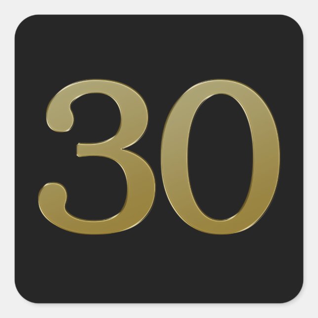 Number 30 Gold Square Sticker (Front)