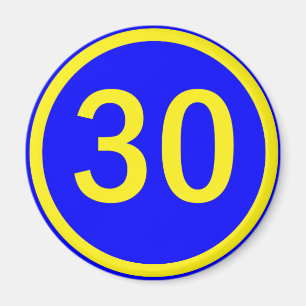 number 30 in a circle magnet