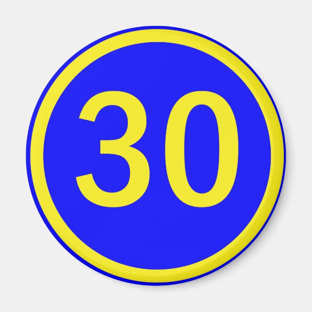 number 30 in a circle magnet (Front)
