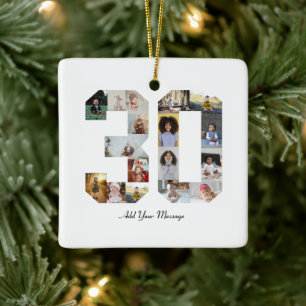 Number 30 Photo Collage Ceramic Ornament
