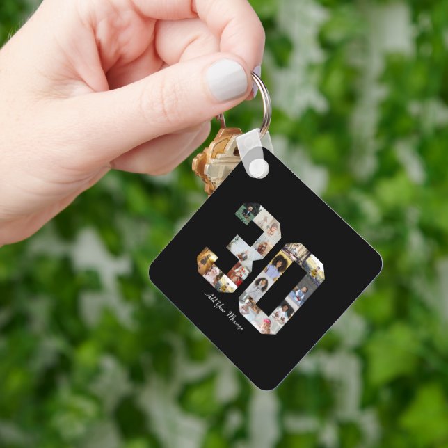 Number 30 Photo Collage Key Ring (Hand)