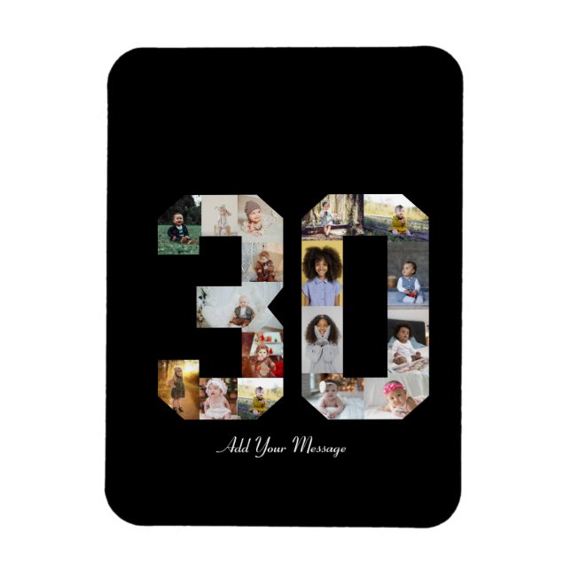 Number 30 Photo Collage Magnet (Vertical)
