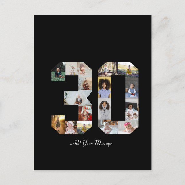 Number 30 Photo Collage Postcard (Front)