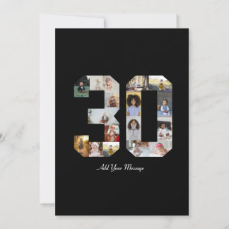 Number 30 Photo Collage Thank You Card