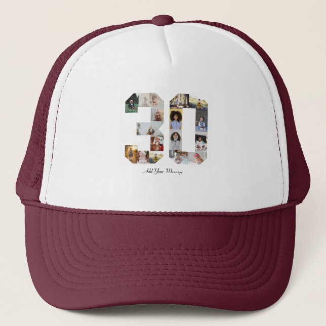 Number 30 Photo Collage Trucker Hat (Front)
