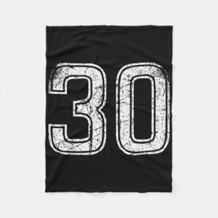 Number #30 Sport White Vintage Number Fleece Blanket