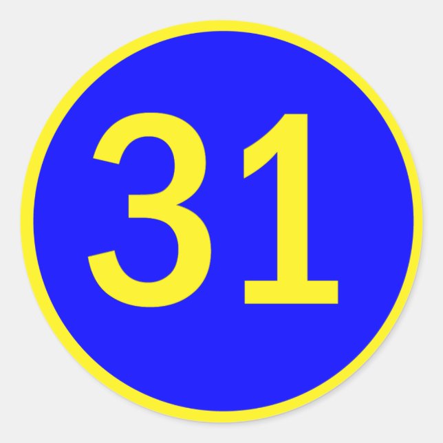 number 31 in a circle classic round sticker (Front)