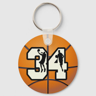 Number 34 Basketball Key Ring