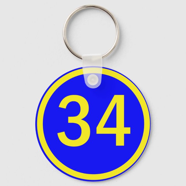 number 34 in a circle key ring (Front)