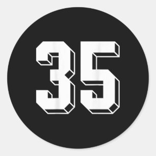 Number 35 Ckside - Retro 80s 90s Team Jersey Numbe Classic Round Sticker