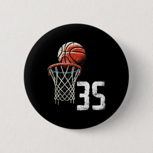Number 35 Year Old Vintage Sketll 35th Birthday Gi 6 Cm Round Badge