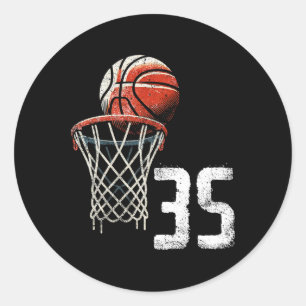 Number 35 Year Old Vintage Sketll 35th Birthday Gi Classic Round Sticker