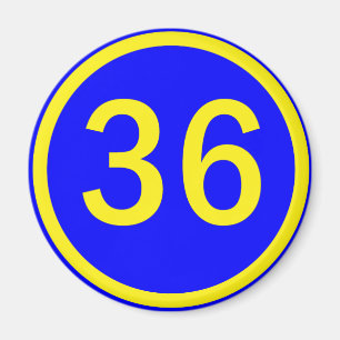 number 36 in a circle magnet