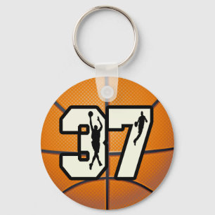 Number 37 Basketball Key Ring