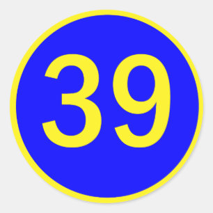 number 39 in a circle classic round sticker