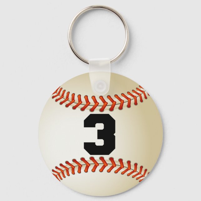 Number 3 Baseball Key Ring (Front)