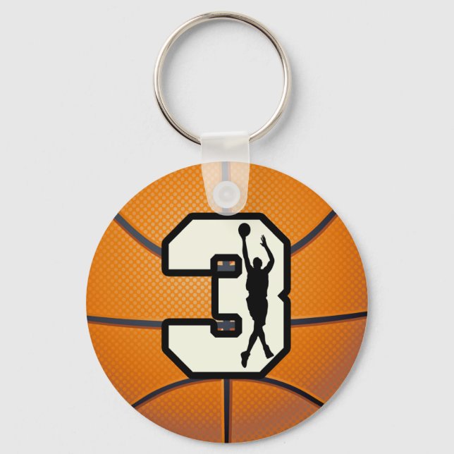 Number 3 Basketball and Player Key Ring (Front)