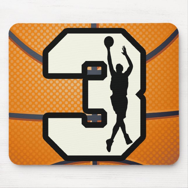 Number 3 Basketball and Player Mouse Pad (Front)