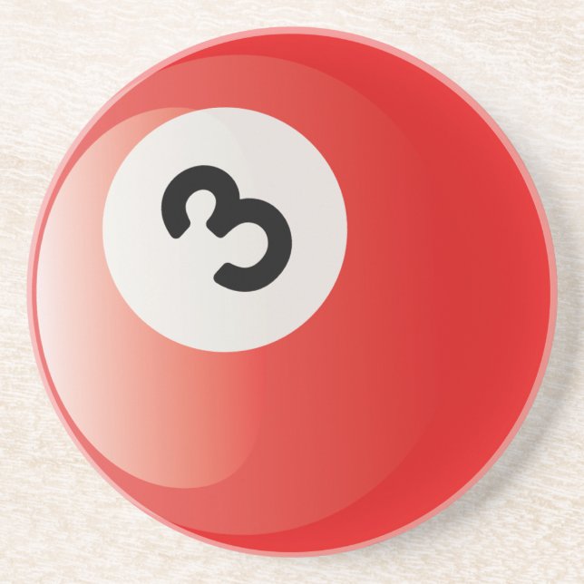 Number 3 Billiards Ball Coaster (Front)