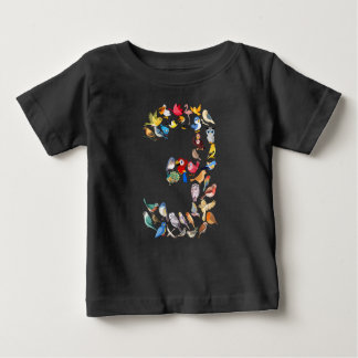 Number 3 Birds Theme 3 Year Old Toddler Baby T-Shirt