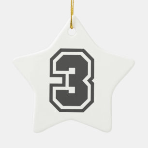 Number 3 ceramic ornament
