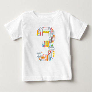 Number 3 Construction Building Tools 3 Year Old  Baby T-Shirt