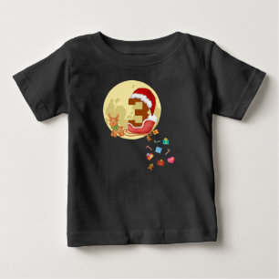 Number 3 Santa Sleigh Christmas Theme 3 Year Old Baby T-Shirt