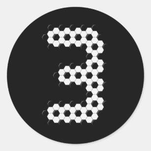 Number 3 Soccer Ball Pattern Boys Kids 3 Year Old Classic Round Sticker