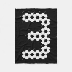 Number 3 Soccer Ball Pattern Boys Kids 3 Year Old Fleece Blanket