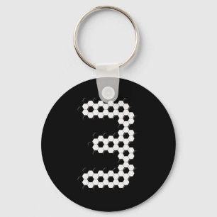 Number 3 Soccer Ball Pattern Boys Kids 3 Year Old Key Ring