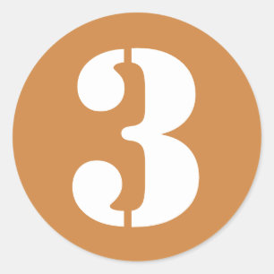 Number 3 Three Peru Gold Stencil Numbers by Janz Classic Round Sticker