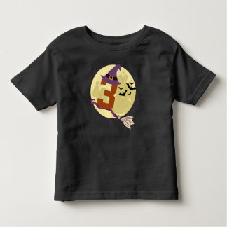 Number 3 Witch Halloween Theme 3 Year Old Kids Toddler T-Shirt