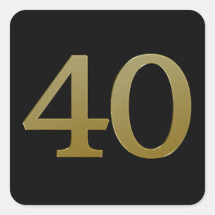 Number 40 Gold Square Sticker