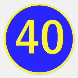 number 40 in a circle classic round sticker