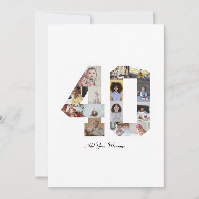 Number 40 Photo Collage Holiday Card (Front)