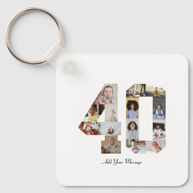 Number 40 Photo Collage Key Ring (Front)