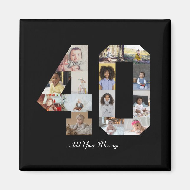 Number 40 Photo Collage Magnet (Front)