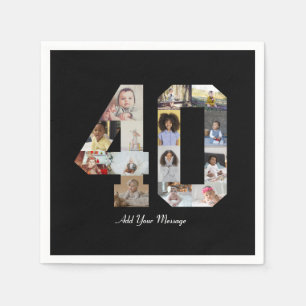 Number 40 Photo Collage Napkin