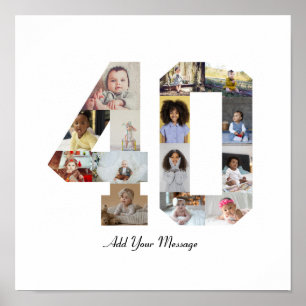 Number 40 Photo Collage Poster